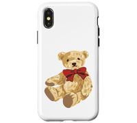 Vintage Teddy Bear Coquette Red Bow Aesthetic Carcasa para iPhone X/XS