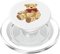 Vintage Teddy Bear Coquette Red Bow Aesthetic PopSockets PopGrip para MagSafe