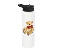 Vintage Teddy Bear Coquette Red Bow Aesthetic Stainless Steel Insulated Water Bottle