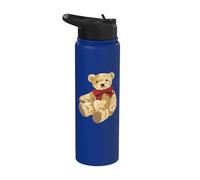 Vintage Teddy Bear Coquette Red Bow Aesthetic Stainless Steel Insulated Water Bottle