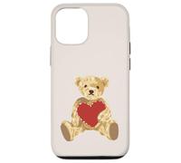 Vintage Teddy Bear Holding a Heart Romantic Valentines Carcasa para iPhone 12/12 Pro