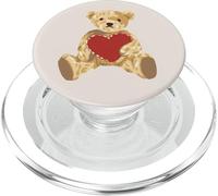 Vintage Teddy Bear Holding a Heart Romantic Valentines PopSockets PopGrip para MagSafe