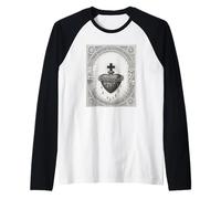 Vintage The Sacred Heath of Jesus Christ T-Shirt Catholic Camiseta Manga Raglan