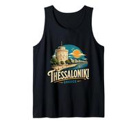 Vintage Thessaloniki Grecia Travel Souvenir Landmark Gift Camiseta sin Mangas