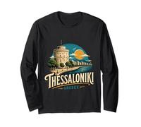 Vintage Thessaloniki Grecia Travel Souvenir Landmark Gift Manga Larga