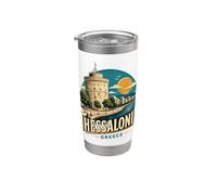 Vintage Thessaloniki Grecia Travel Souvenir Landmark Gift Vaso térmico de acero inoxidable de doble pared