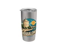 Vintage Thessaloniki Grecia Travel Souvenir Landmark Gift Vaso térmico de acero inoxidable de doble pared