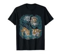 Vintage Tigre León Leopardo Nieve Leopardo Wildlife Design Camiseta