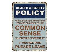Vintage Tin Sign, Sarcastic Wall Decor, Office Ornament with Sturdy Panel, Humor Poster with Refined Coating, 5.91x7.87 inches Policy Category, Retro Metal Artwork for Bar Garage Studio Break Room