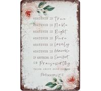Vintage Tin Sign Whatever Is True Philippians 4 8 Verse 8 X 12 in