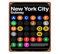 Vintage Tin Sign York Subway Map Humorous Retro Wall-Art for Bar Man Cave Garage 8 X 12 in