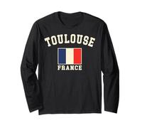 Vintage Toulouse Francia Bandera Francesa Recuerdo Retro Gráfico Manga Larga