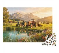 Vintage Tractors 1000 Piezas Puzzle Reciclado Countryside Farm Senior Puzzles Juego de Fiesta Props Developing para Niños y Niñas Intelligence Educational Fun 38x26cm/1000pcs