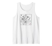 Vintage Tradicional japonés Morning-Glory Floral Botanical Camiseta sin Mangas