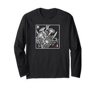 Vintage Tradicional japonés Morning-Glory Floral Botanical Manga Larga