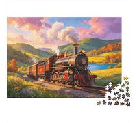 Vintage Train 1000 Piece Puzzle Papel Reciclado Colorful Scenery Puzzles for Niños y niñas Ages 6 Years Up Family Gaming Time Props Great Regalo Idea Home 70x50cm/1000pcs