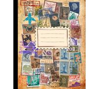 Vintage Travel Composition Notebook - Postage Stamp Aesthetic Journal: Retro Collage Design, College Ruled, 120 Pages, 7.5 x 9.25 - Old World Writing Book for Notes, Adventures & Daily Use