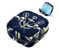 Vintage Trident Nautical Anchor - Bolsa de almacenamiento de servilletas sanitarias, bolsa grande para copa menstrual con cremallera, bolsa de almohadillas para el período, bolsa para almacenar panty