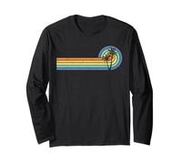 Vintage Tropical Sunset Palm Trees Retro Beach Vibes Manga Larga
