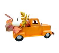 Vintage Truck Decor - 12.6in Metal Pumpkin Pickup Thanksgiving Desk Decor