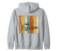 Vintage Trucker Big Rig Semi Truck Driver Arte Envejecido Sudadera con Capucha