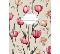 Vintage Tulip Floral Notebook: Elegant Pink Flower Journal, Glossy Cover, 8.5 x 11 Inches, 110 Lined Pages for Writing, School, Work, and Daily Notes