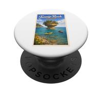 Vintage Turnip Rock Lake Huron Michigan MI Art Kayak Gráfico PopSockets PopGrip Adhesivo