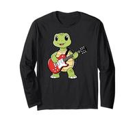 Vintage Turtles Reptiles Punk Music Playing Guitar Manga Larga