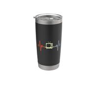 Vintage Tv Pulse Line Retro Lover 80s Party Vaso térmico de acero inoxidable de doble pared