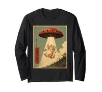 Vintage UFO secuestrando Gato Extraterrestre secuestro gráfico Hombres Mujeres Manga Larga