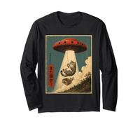 Vintage UFO secuestrando Gato Extraterrestre secuestro gráfico Hombres Mujeres Manga Larga