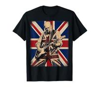 Vintage UK Flag Boss Winston Churchill Tocando la Guitarra Camiseta