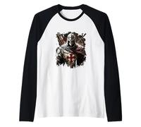 Vintage Un Guerrero de Cristo - Caballeros Templarios Hombres Camiseta Manga Raglan