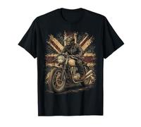 Vintage Union Jack Motorcycle Biker British Cafe Racer Rider Camiseta