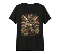 Vintage Union Jack Motorcycle Biker British Cafe Racer Rider Camiseta Premium