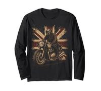 Vintage Union Jack Motorcycle Biker British Cafe Racer Rider Manga Larga