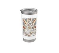 Vintage Union Jack Motorcycle Biker British Cafe Racer Rider Vaso térmico de acero inoxidable de doble pared