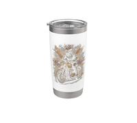 Vintage Union Jack Motorcycle Biker British Cafe Racer Rider Vaso térmico de acero inoxidable de doble pared