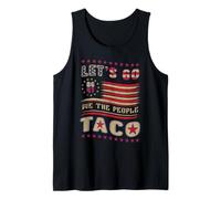 Vintage US Flag Let's Go Taco Patriotic American 4th of July Camiseta sin Mangas