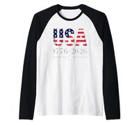 Vintage USA 1776 2026 American Flag 250 Years Patriotic Camiseta Manga Raglan