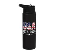 Vintage USA 1776 2026 American Flag 250 Years Patriotic Stainless Steel Insulated Water Bottle