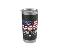 Vintage USA 1776 2026 American Flag 250 Years Patriotic Vaso térmico de acero inoxidable de doble pared