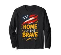 Vintage USA, el 4 de julio, hogar de The Brave Retro Flag USA Manga Larga