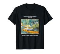 Vintage Van Gogh Painting Art Bank of The Oise at Auvers Camiseta gráfica económica, Hombre, Negro, M