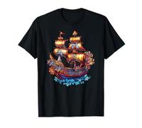 Vintage Vela Galeón Colorido Ocean Voyage Camiseta