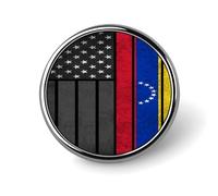 Vintage Venezuela Venezolanos Y Bandera De América Vintage Bandera De Líbano Y América Insignias Pines De Identidad De Género, Bandera De Solapa De Metal Redonda, Botones De Pin, Múltiples Colores Par