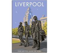 Vintage Viaje Póster England Liverpool Four Lads Who Shook The World Retro Pared Arte Lienzo Póster Arte Imprimir Habitación Decoración Hogar Decoración Sin Marco 30x45cm