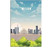 Vintage Viaje Póster Italy Milan Milan Cathedral Retro Pared Arte Lienzo Póster Arte Imprimir Habitación Decoración Hogar Decoración Sin Marco 50x75cm