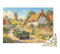 Vintage Village Puzzle for Boy & Girl 1000 Piezas Recyclable Windmill Cottage Puzzle Divertido and Desafiante Juego Familiar Great Regalo Idea for Child‘s Cumpleaños 38x26cm/1000pcs