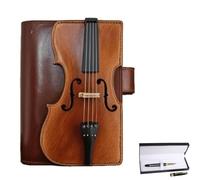 Vintage Violin Leather Notebook - Handmade Look Refillable Journal, PU Leather Diary for Study Teacher College Meeting, with Free Pen, Retro Writing Notebook for Musicians & Students (1PCS)